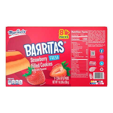 Marinela Barritas Strawberry 8 Pk